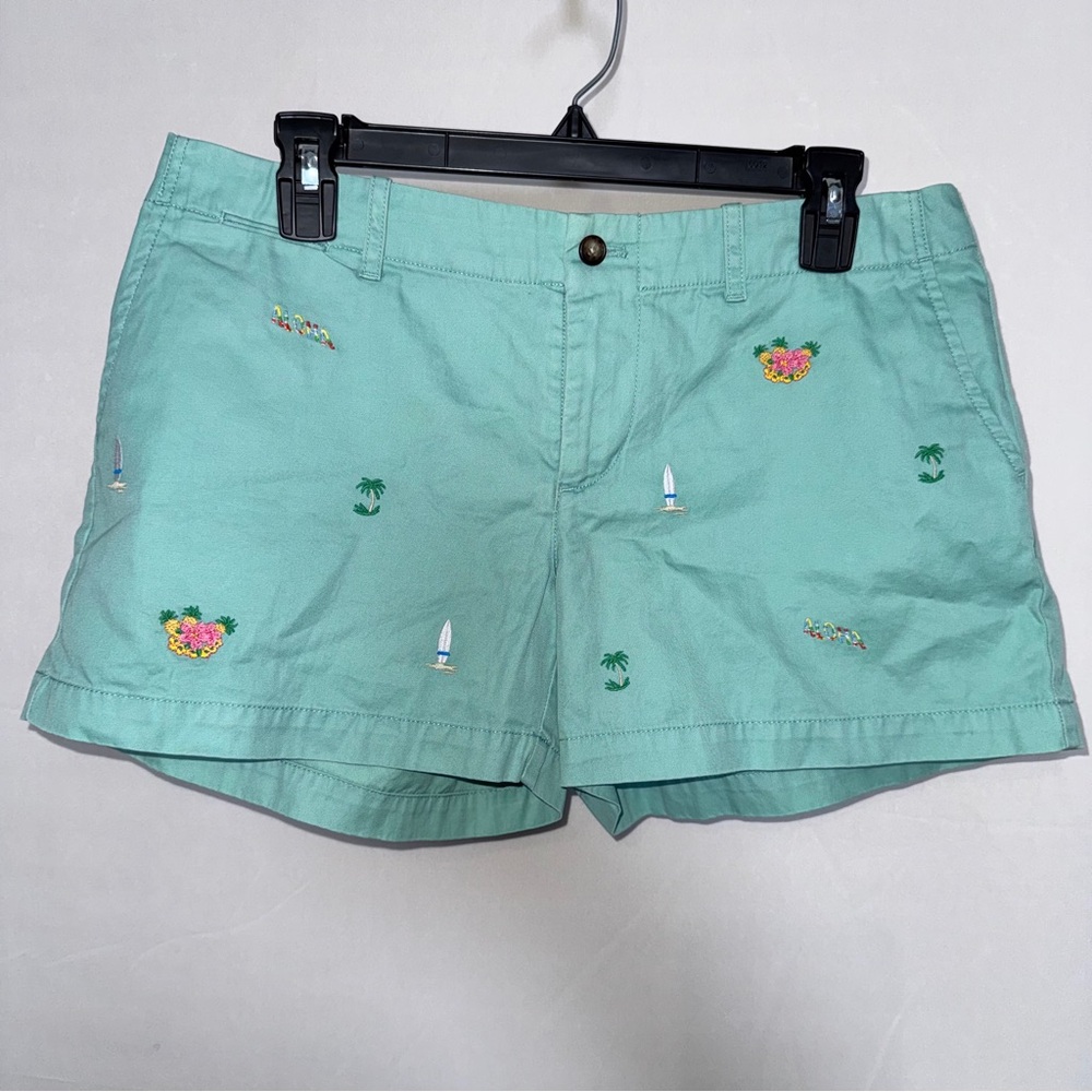 NWT Ralph Lauren Green Embroidered Shorts Size Women’s 4. Tiki theme. Chino.